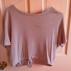 American Eagle Outfitters Ribbed Crop Top in Light Tan
